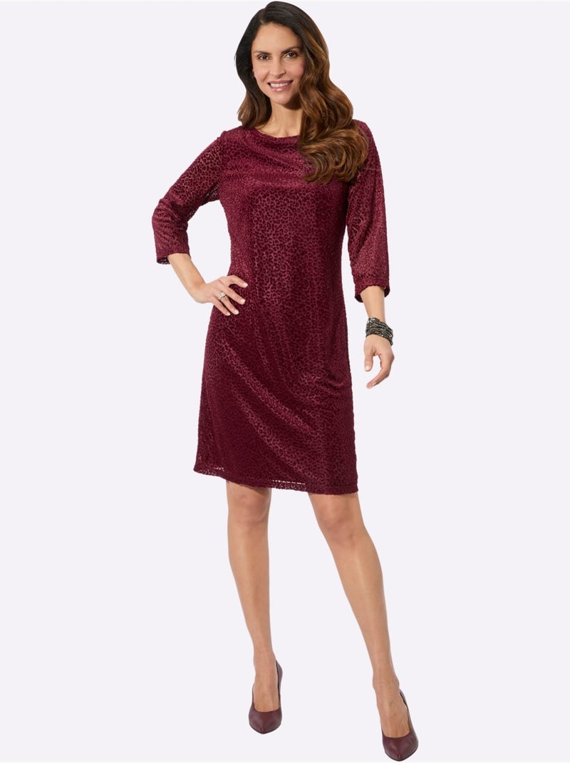 Robe En Jersey Motif Dévoré - Taille Standard - Witt Bordeaux - Kiabi