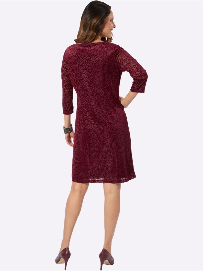 Robe En Jersey Motif Dévoré - Taille Standard - Witt Bordeaux - Kiabi