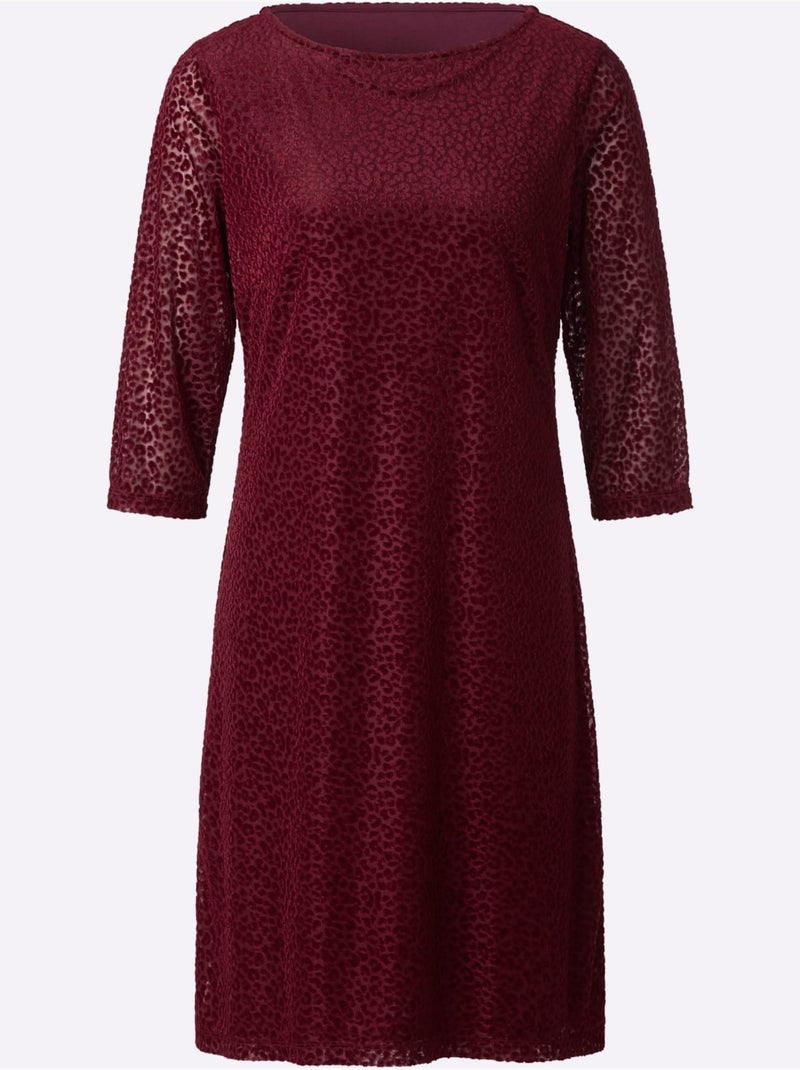 Robe En Jersey Motif Dévoré - Taille Standard - Witt Bordeaux - Kiabi