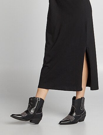 Robe Jaune à Carreaux Noirs Gibson, Jersey Modal, Manches 3/4, Taille XL