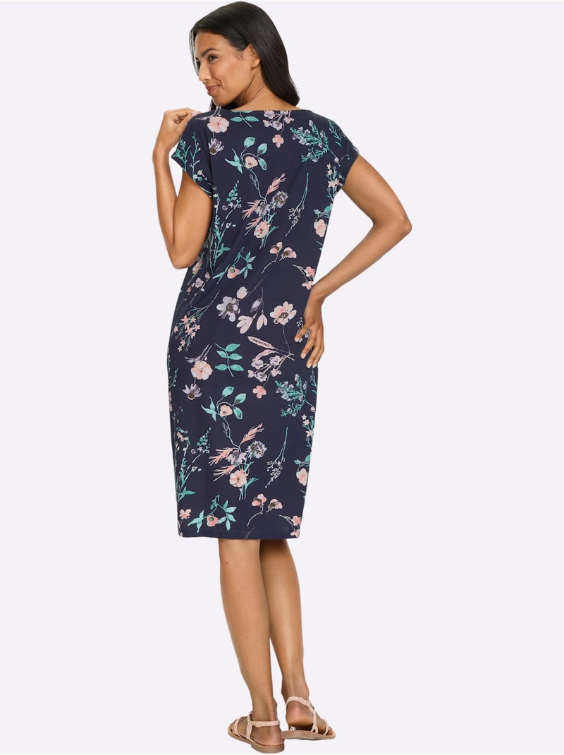 Robe En Jersey Pur Coton - Taille Standard - Moda Vilona Bleu Rose - Kiabi