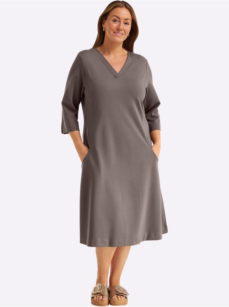 Robe En Jersey Qualité Interlock Indéformable - Taille Standard - Sheego Gris taupe - Kiabi