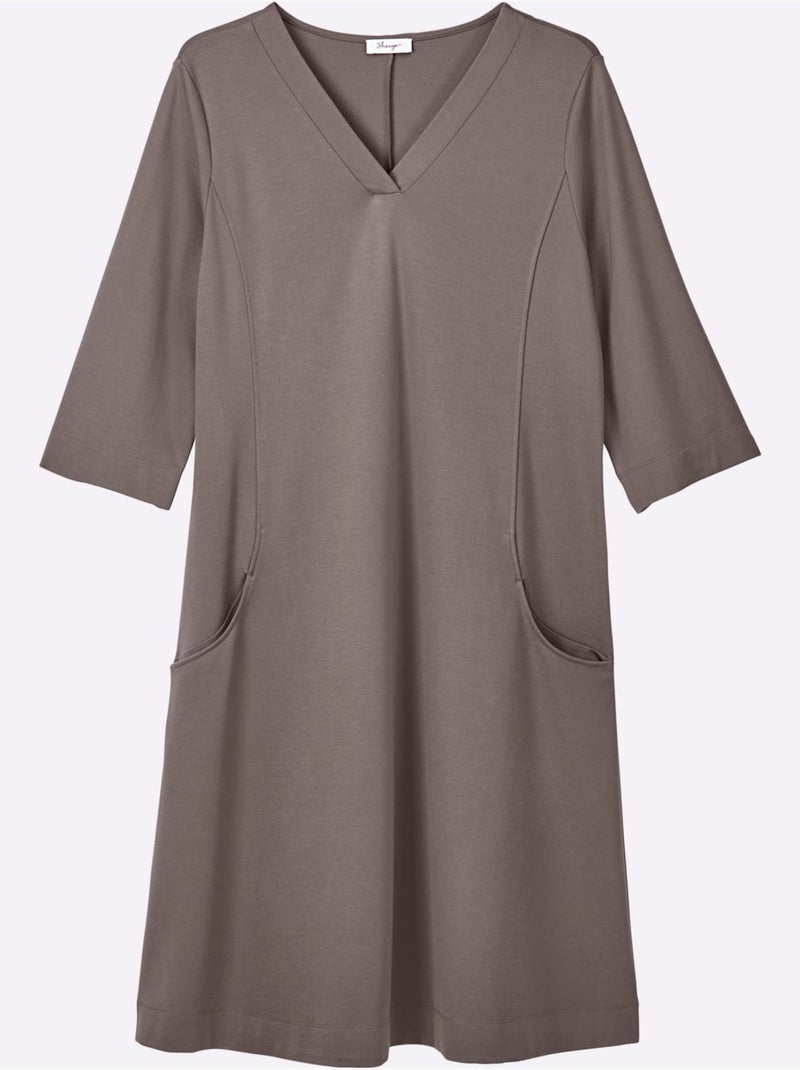 Robe En Jersey Qualité Interlock Indéformable - Taille Standard - Sheego Gris taupe - Kiabi