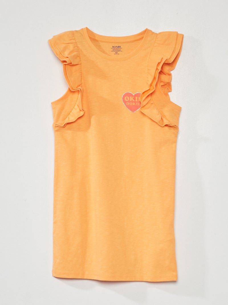Robe en jersey sans manches avec volants Orange - Kiabi