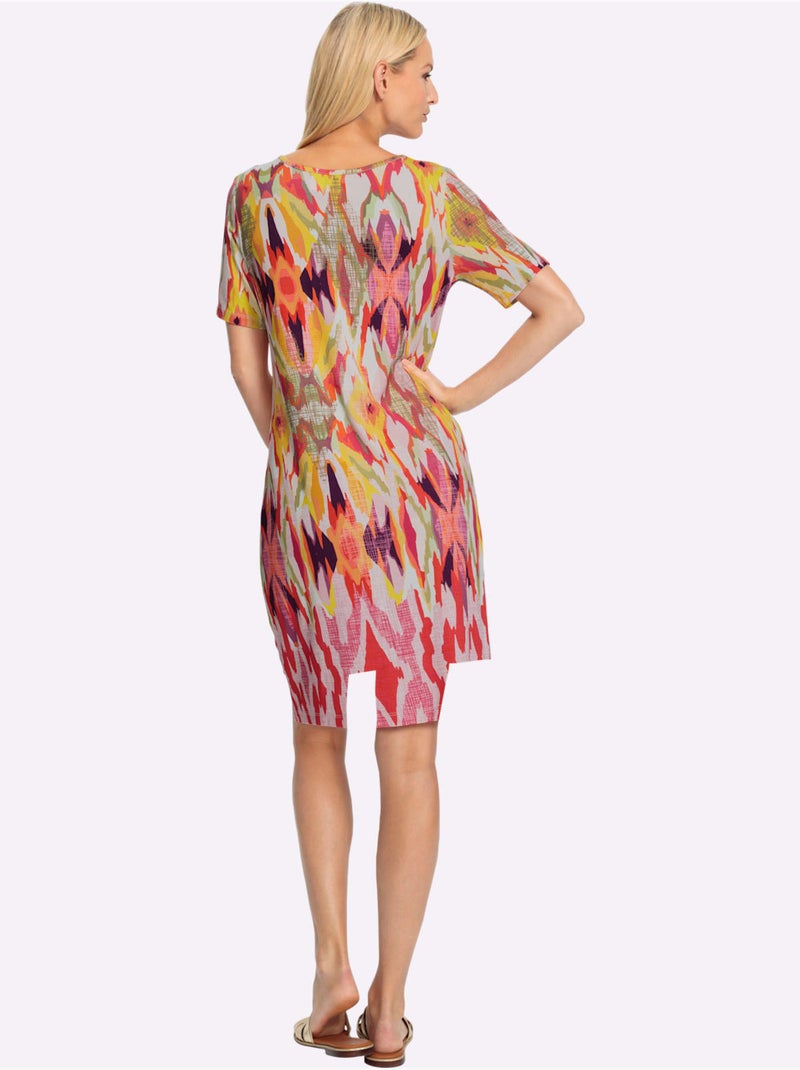 Robe En Jersey Superbe Motif Graphique - Taille Standard - helline Orange/Rose - Kiabi