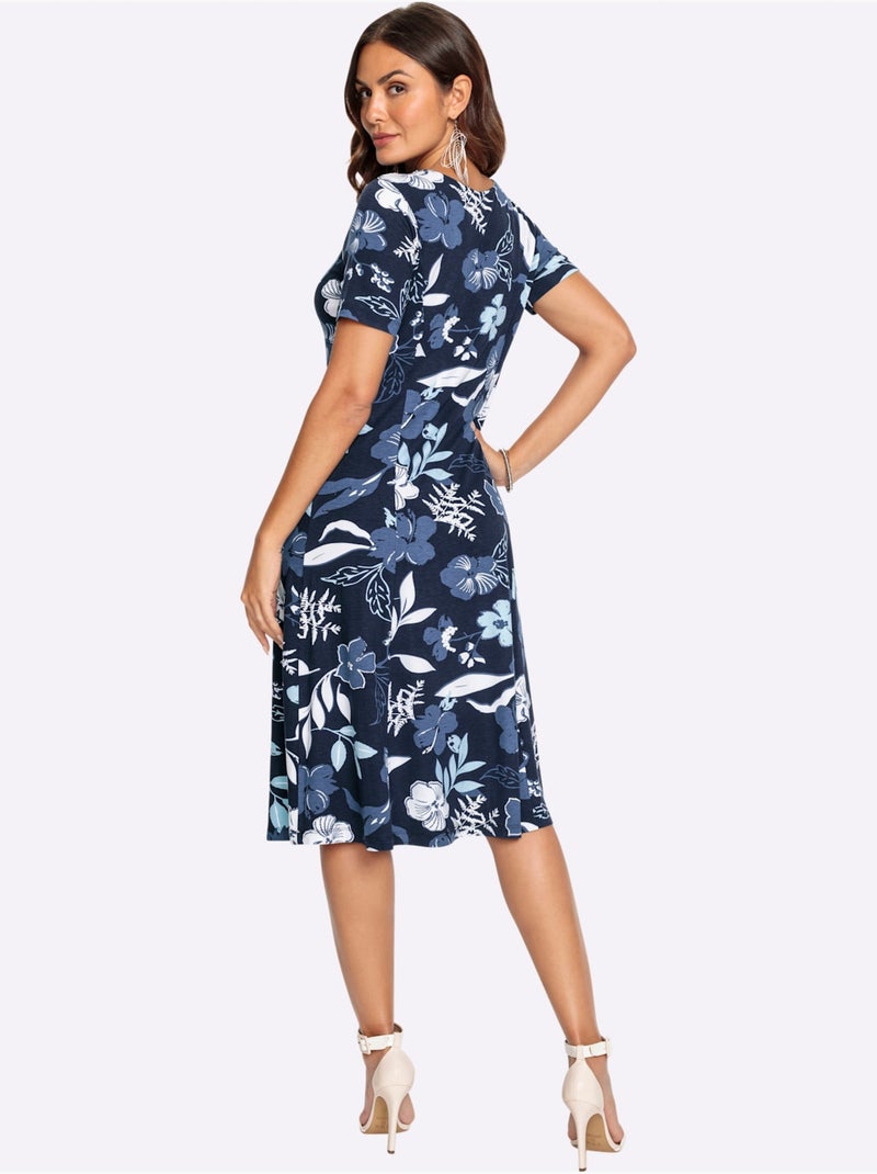 Robe En Jersey Viscose - Taille Courte - Witt Bleu marine - Kiabi