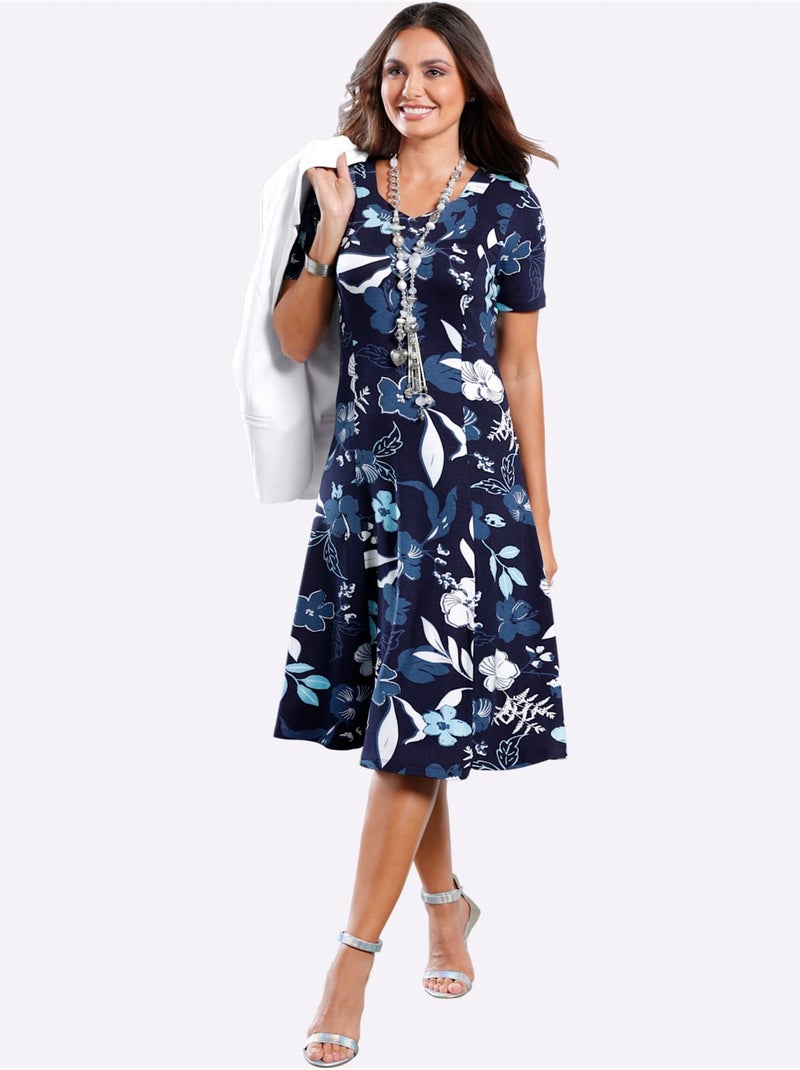 Robe En Jersey Viscose - Taille Courte - Witt Bleu marine - Kiabi