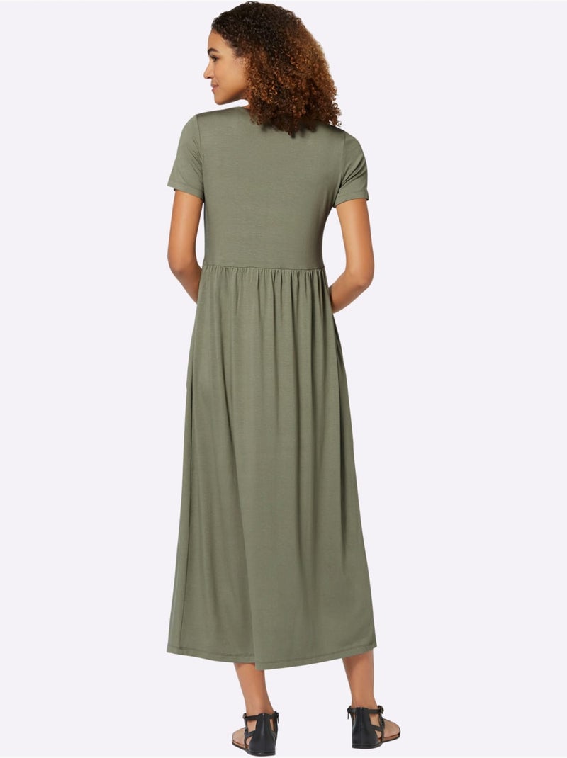 Robe En Jersey Viscose - Taille Courte - Witt Kaki - Kiabi