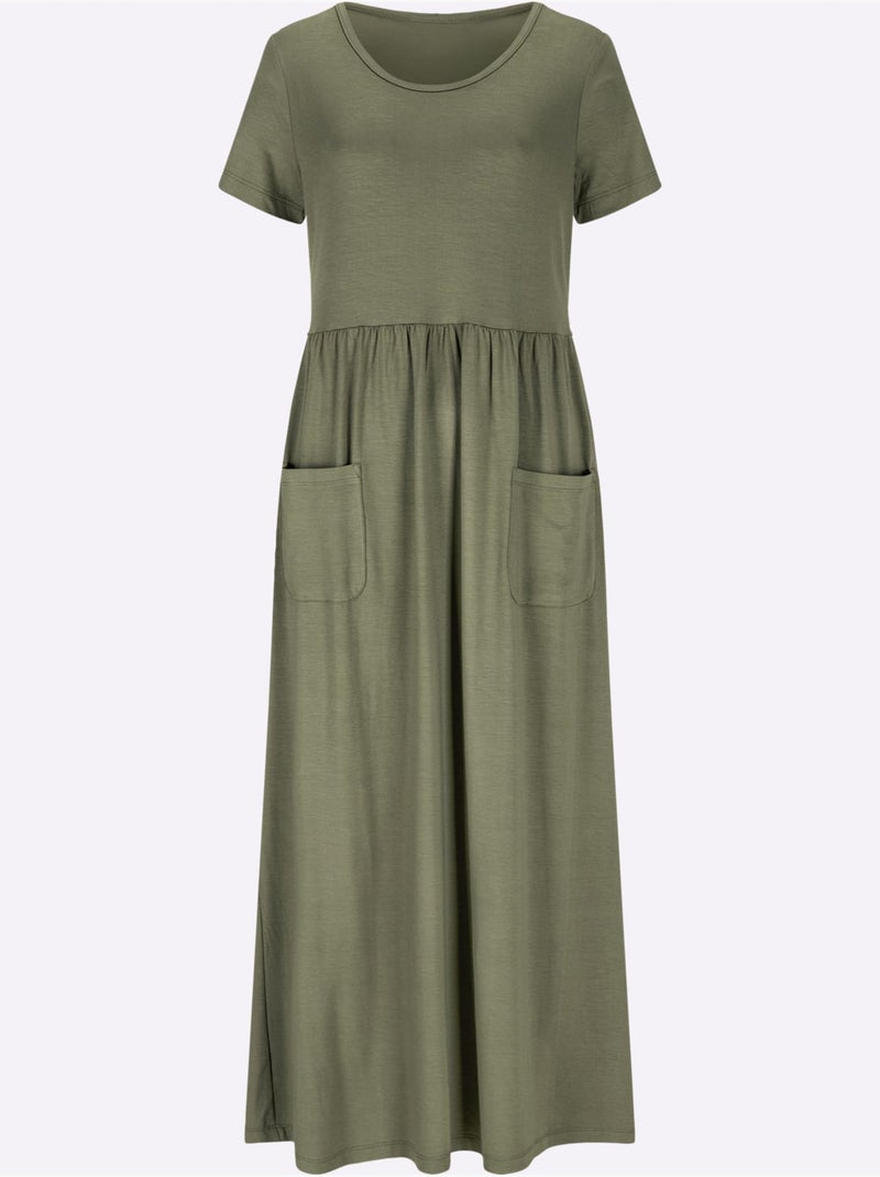 Robe En Jersey Viscose - Taille Courte - Witt Kaki - Kiabi