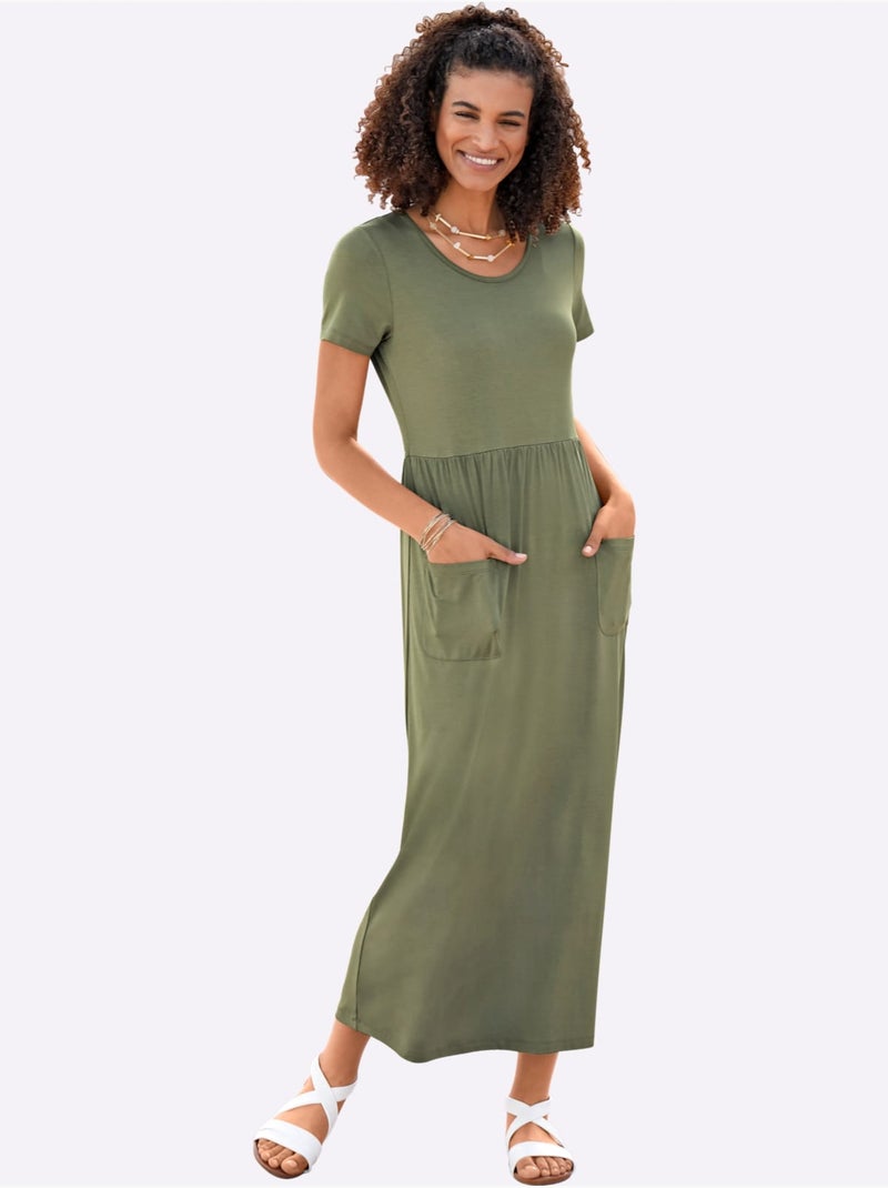 Robe En Jersey Viscose - Taille Courte - Witt Kaki - Kiabi