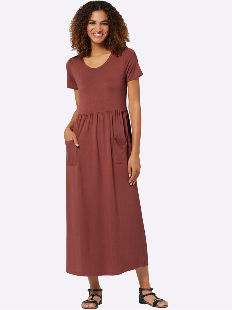 Robe En Jersey Viscose - Taille Courte - Witt Marron - Kiabi