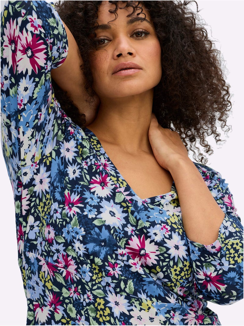 Robe En Jersey Viscose - Taille Standard - Sheego Bleu foncé - Kiabi