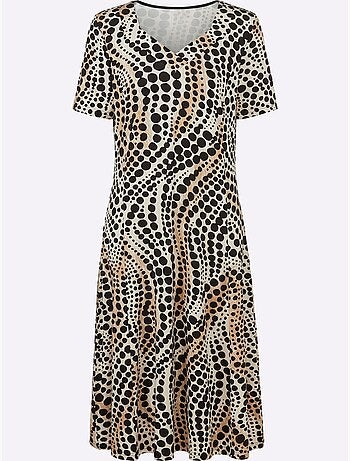 Robe en jersey viscose motif pois et manches courtes - Taille standard - Witt