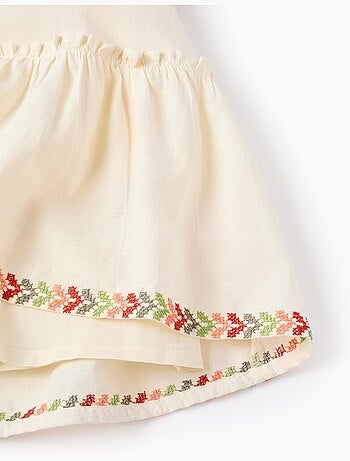 Robe en lin à manches ballon et broderie