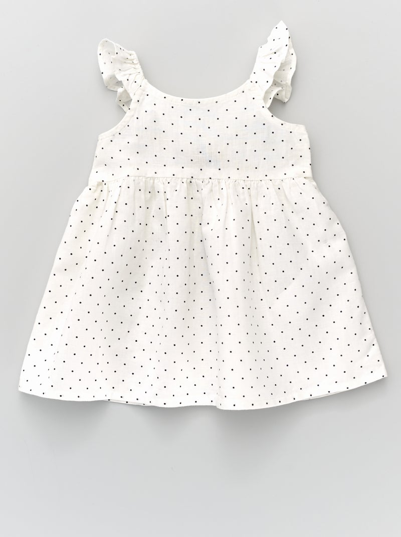 Robe en lin à pois Blanc à pois - Kiabi