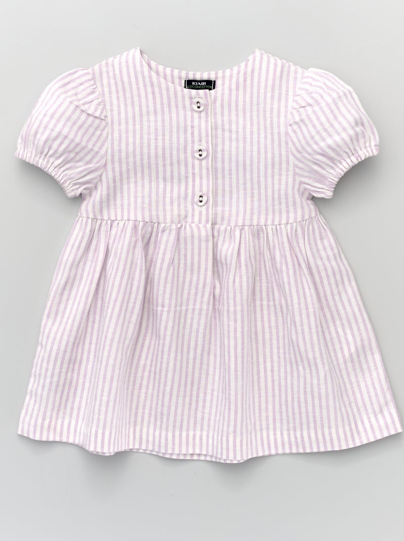 Robe en lin à rayures écru rayé - Kiabi