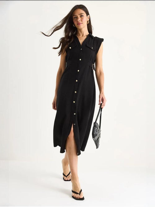 Robe en lin avec boutons dorés et détails à la taille lucci - Kiabi Robe en lin avec boutons dorés et détails à la taille lucci - Kiabi