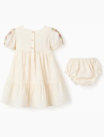 Robe en lin avec broderie + bloomer
