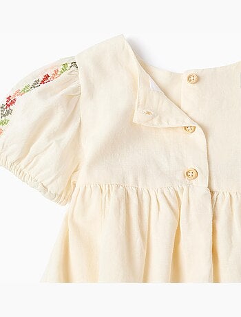 Robe en lin avec broderie + bloomer