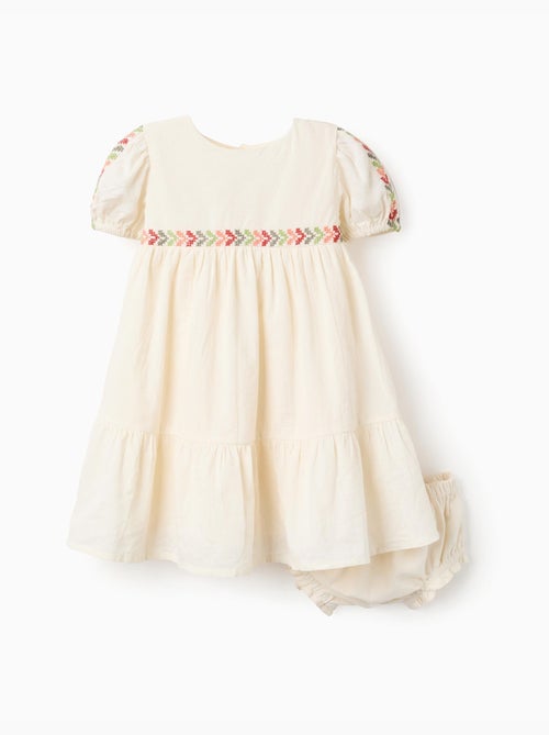 Robe en lin avec broderie + bloomer - Kiabi