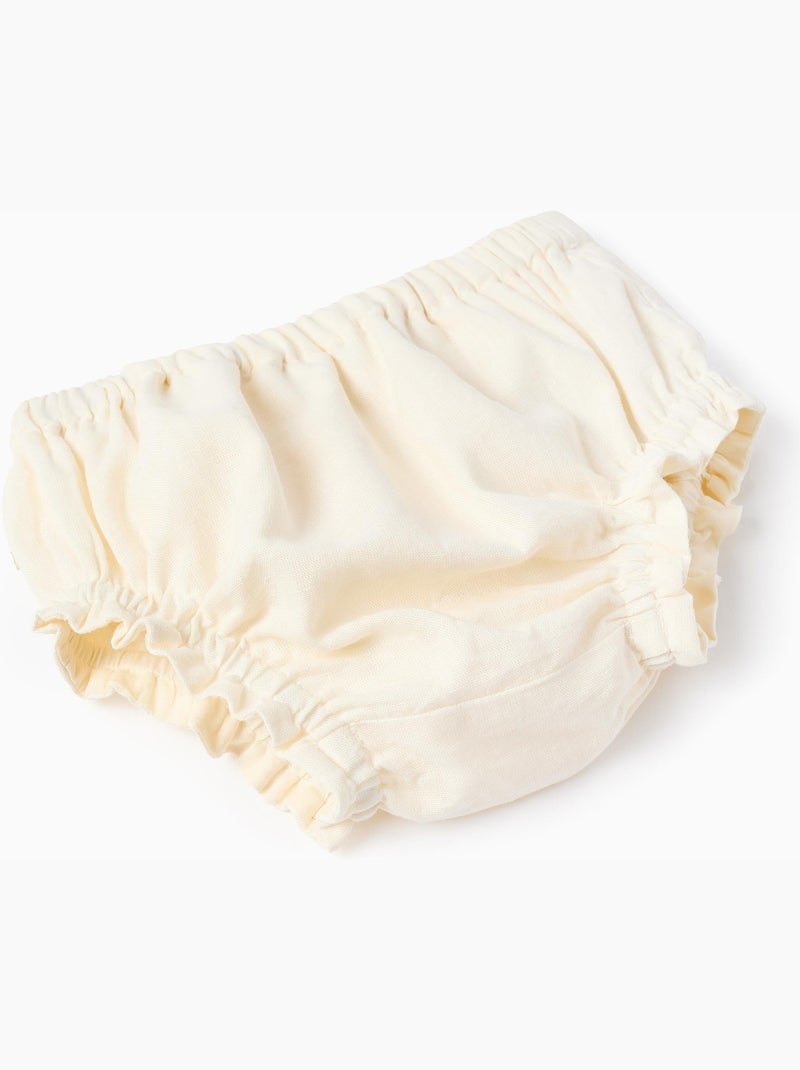 Robe en lin avec broderie + bloomer Beige - Kiabi