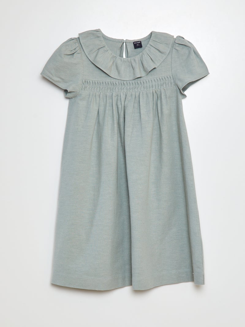 Modele Robe Avec Collerette Robe en lin avec collerette - bleu - Fille - 4.50€ - Kiabi
