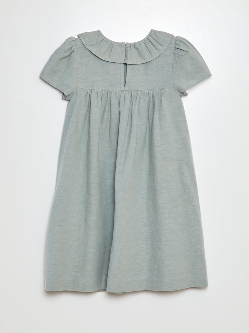 Modele Robe Avec Collerette Robe en lin avec collerette - bleu - Fille - 4.50€ - Kiabi