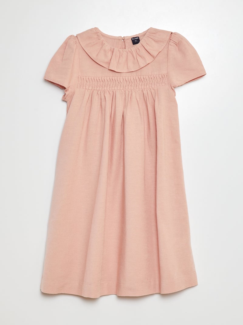 Robe en lin avec collerette rose - Kiabi