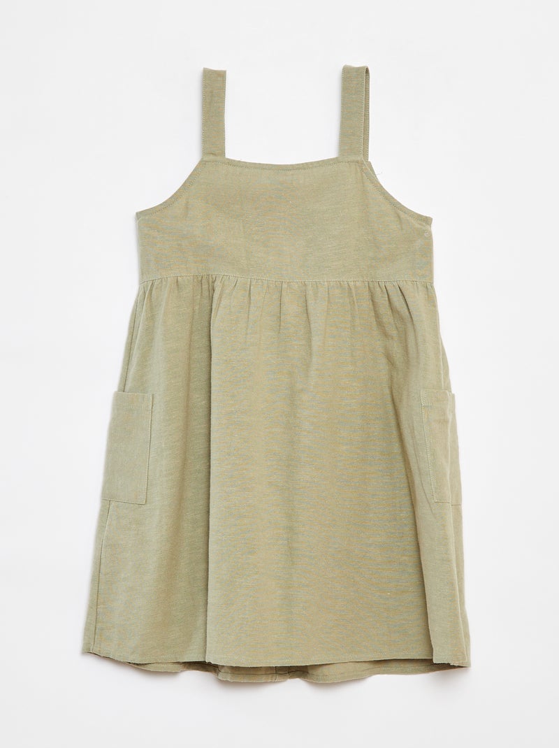 Robe en lin mélangé à ouverture boutonnée Vert - Kiabi