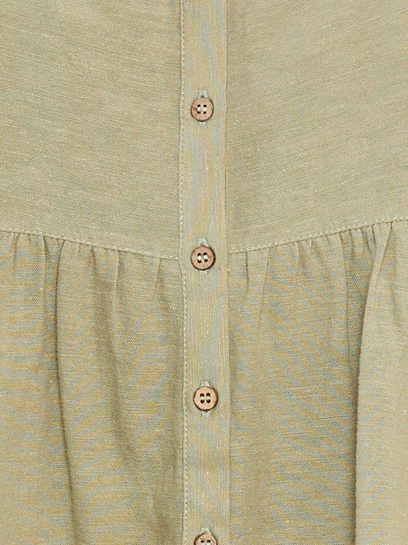 Robe en lin mélangé à ouverture boutonnée Vert - Kiabi