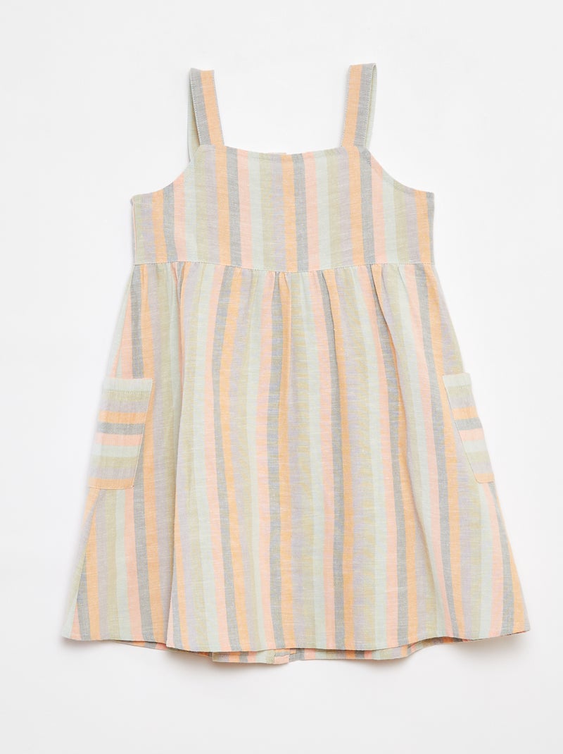 Robe en lin mélangé à ouverture boutonnée Vert - Kiabi