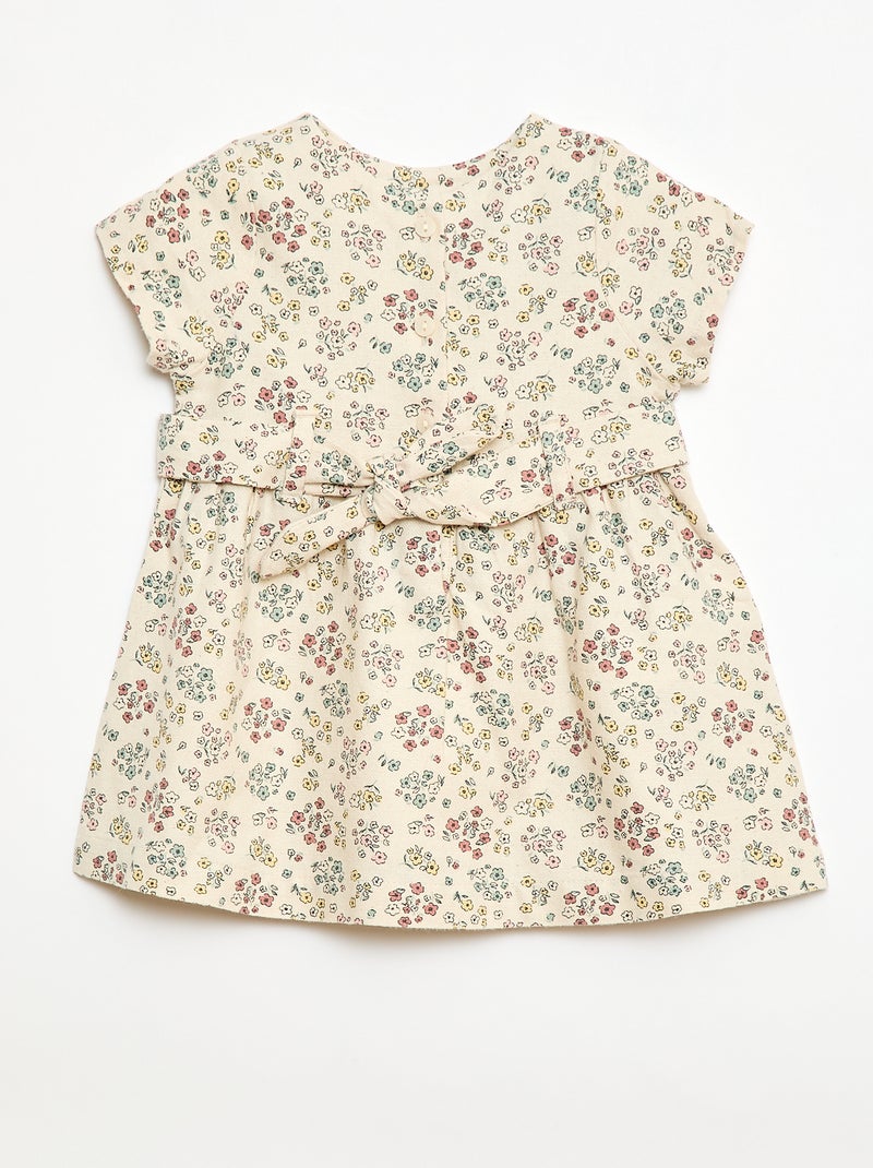 Robe en lin mélangé avec ceinture Blanc - Kiabi