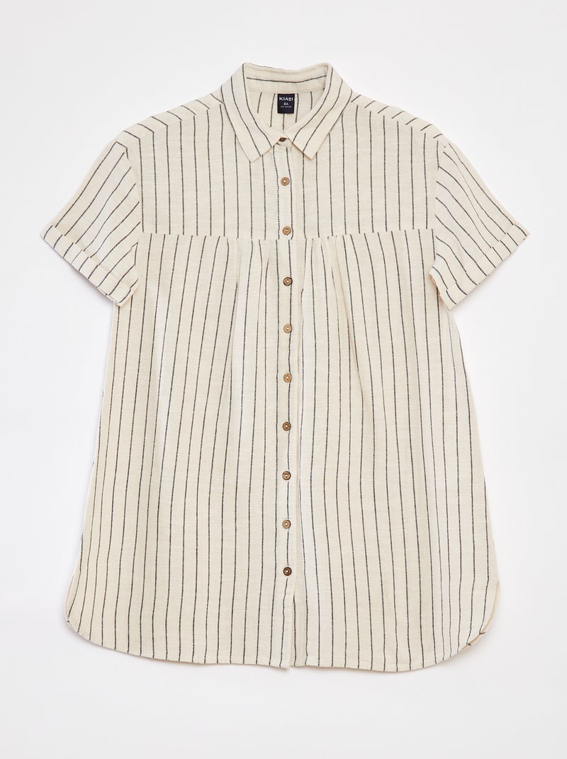 Robe en lin mélangé avec col chemise BEIGE - Kiabi
