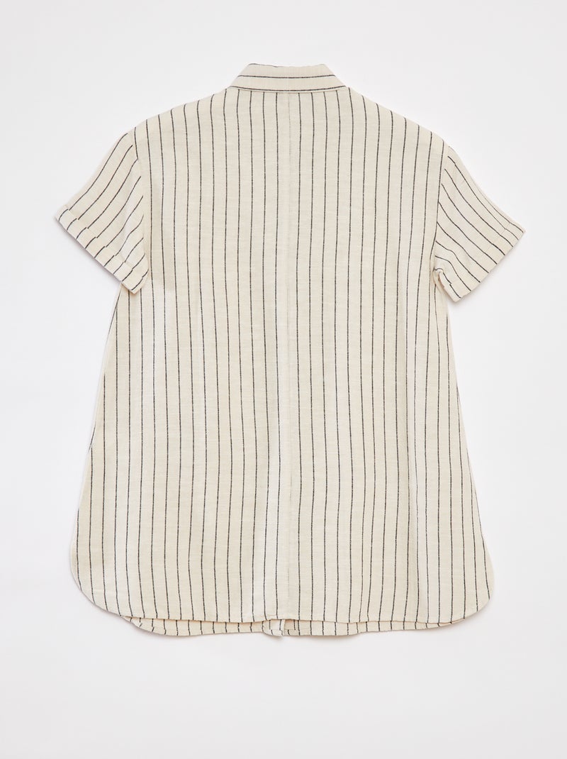 Robe en lin mélangé avec col chemise BEIGE - Kiabi