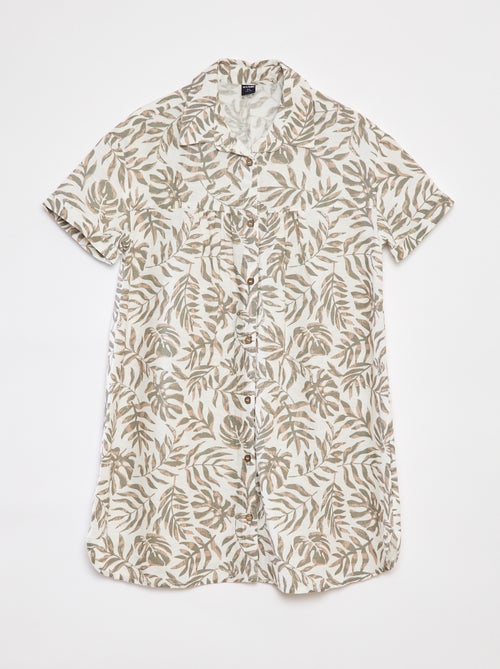 Robe en lin mélangé avec col chemise - Kiabi