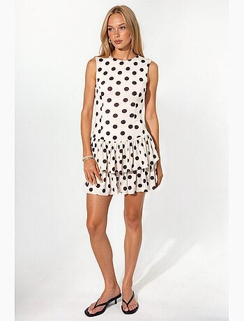 Robe en maille à pois sans manches à volants avec short intérieur hiccup