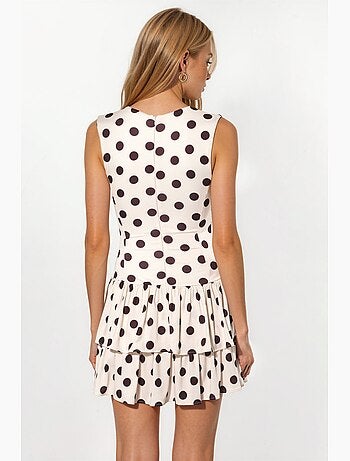 Robe en maille à pois sans manches à volants avec short intérieur hiccup