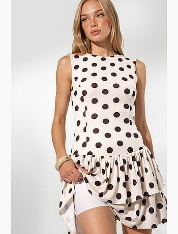 Robe en maille à pois sans manches à volants avec short intérieur hiccup