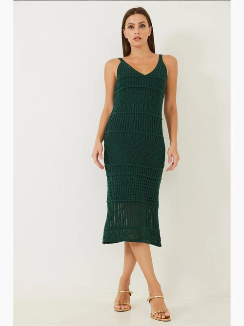 Robe en maille ajourée doublée à fines bretelles lucci - Kiabi Robe en maille ajourée doublée à fines bretelles lucci - Kiabi