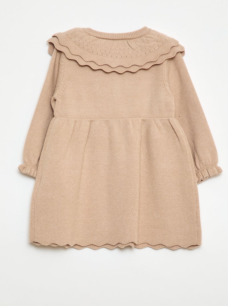 Robe en maille avec col claudine Beige - Kiabi