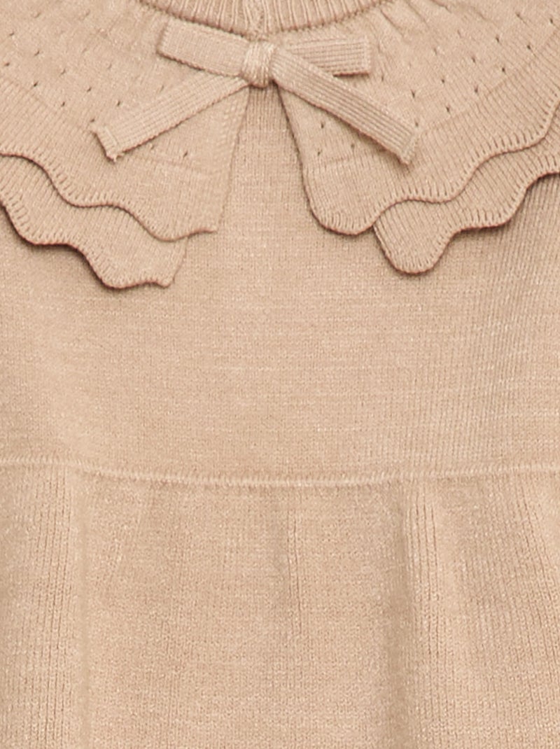 Robe en maille avec col claudine Beige - Kiabi