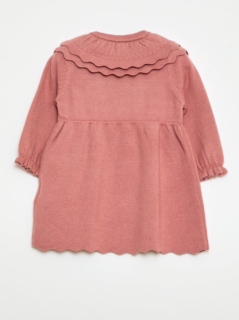 Robe en maille avec col claudine Rose - Kiabi