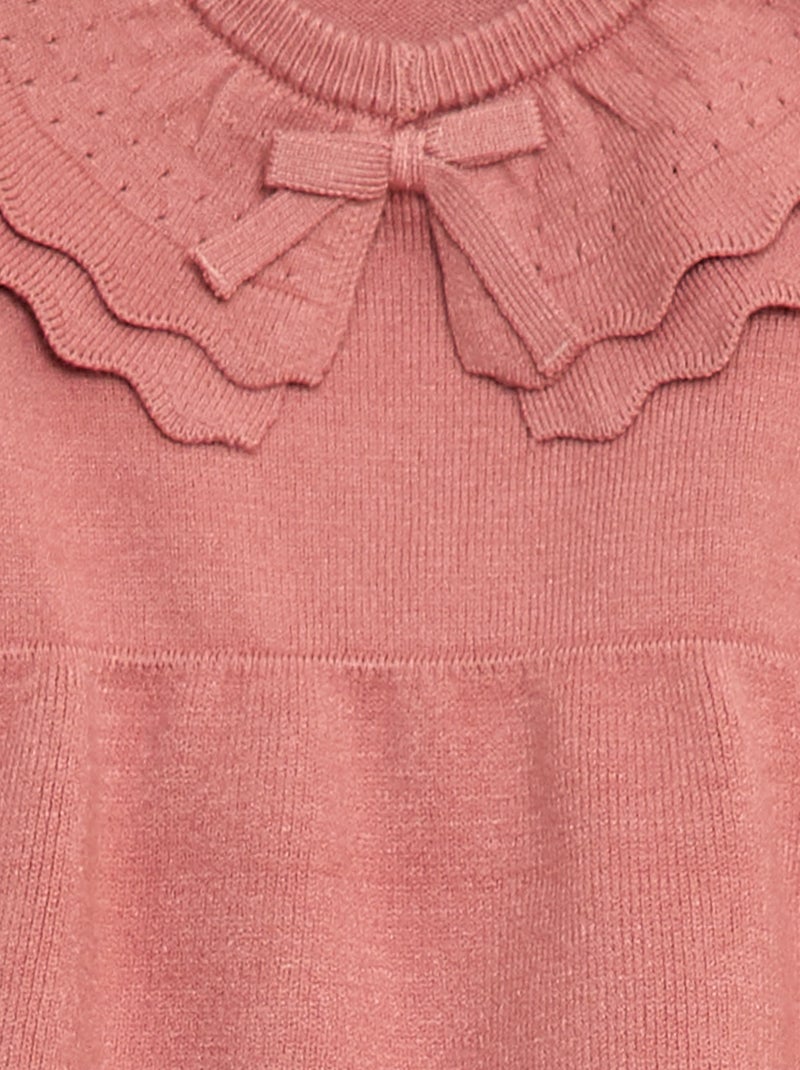 Robe en maille avec col claudine Rose - Kiabi