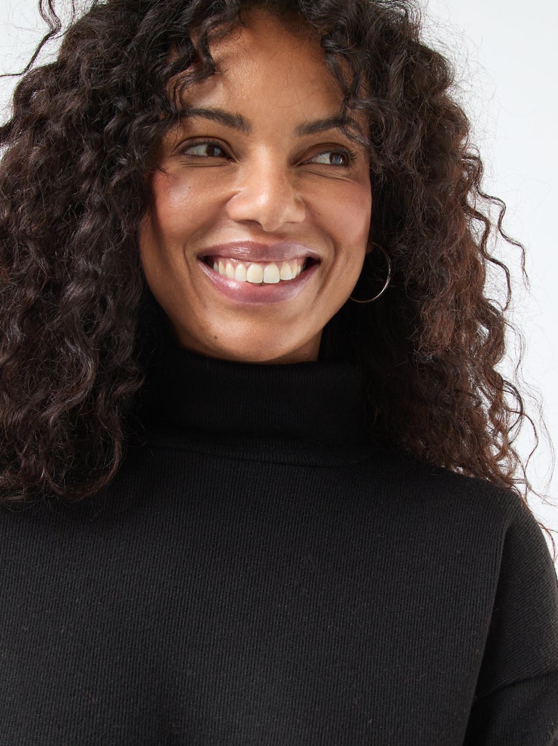 Robe en maille avec col montant Noir - Kiabi