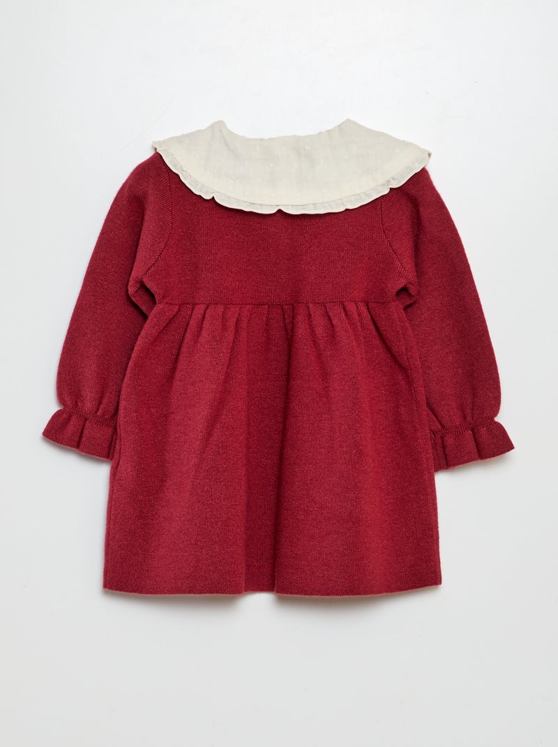 Robe en maille avec col plumetis Bordeaux - Kiabi