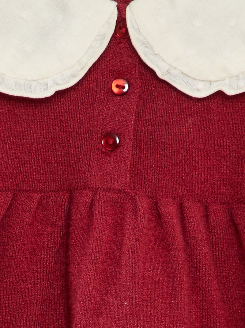 Robe en maille avec col plumetis Bordeaux - Kiabi