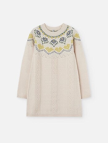 Robe en maille avec jacquard et détails torsadés