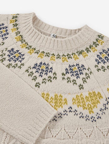 Robe en maille avec jacquard et détails torsadés