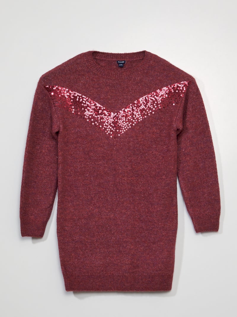 Robe en maille avec sequins Rouge - Kiabi