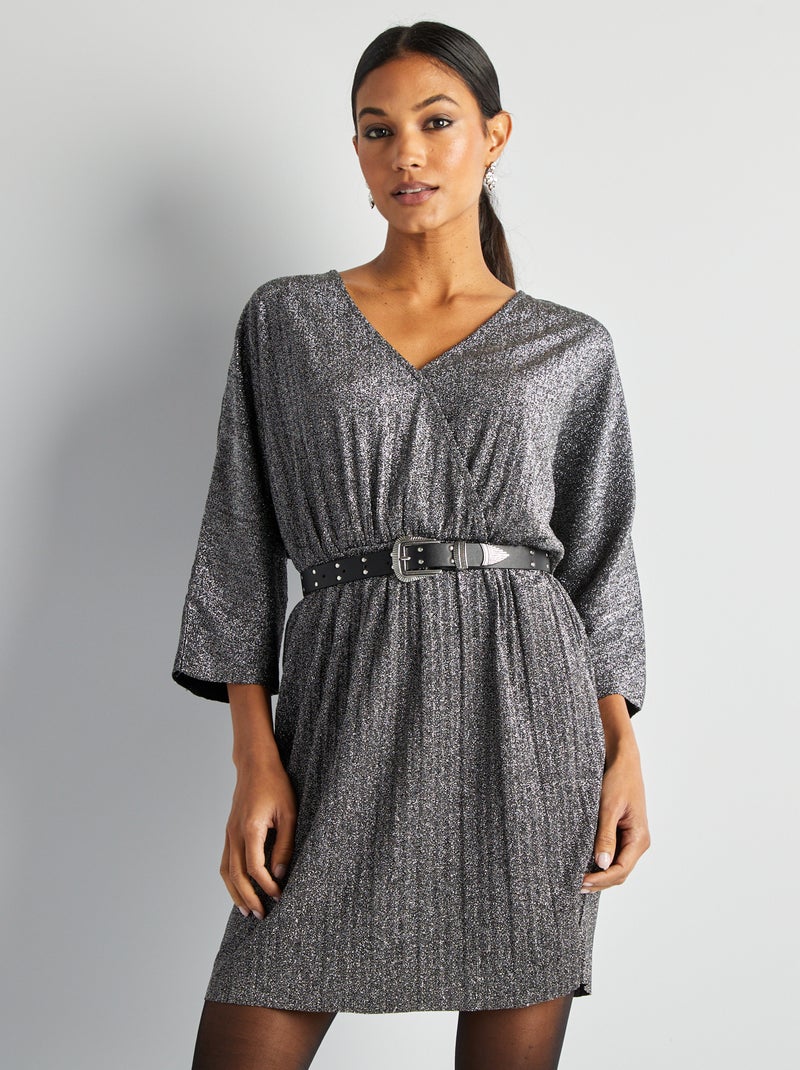Robe en maille bisou Gris - Kiabi